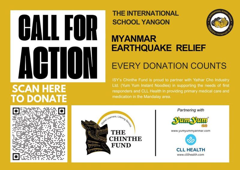 The International School Yangon: Earthquake Relief